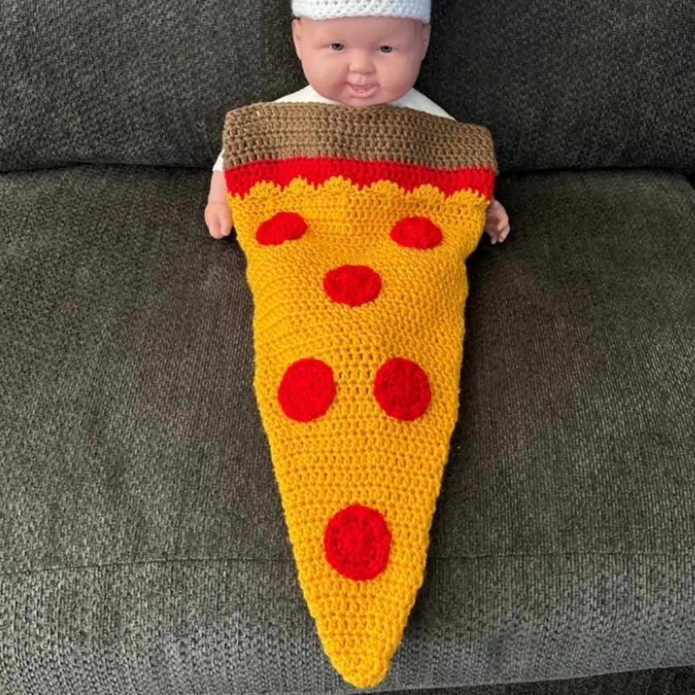 NWT Handmade Baby Infant Crochet  Pizza Costume Photo Prop Gift - Picture 3 of 11